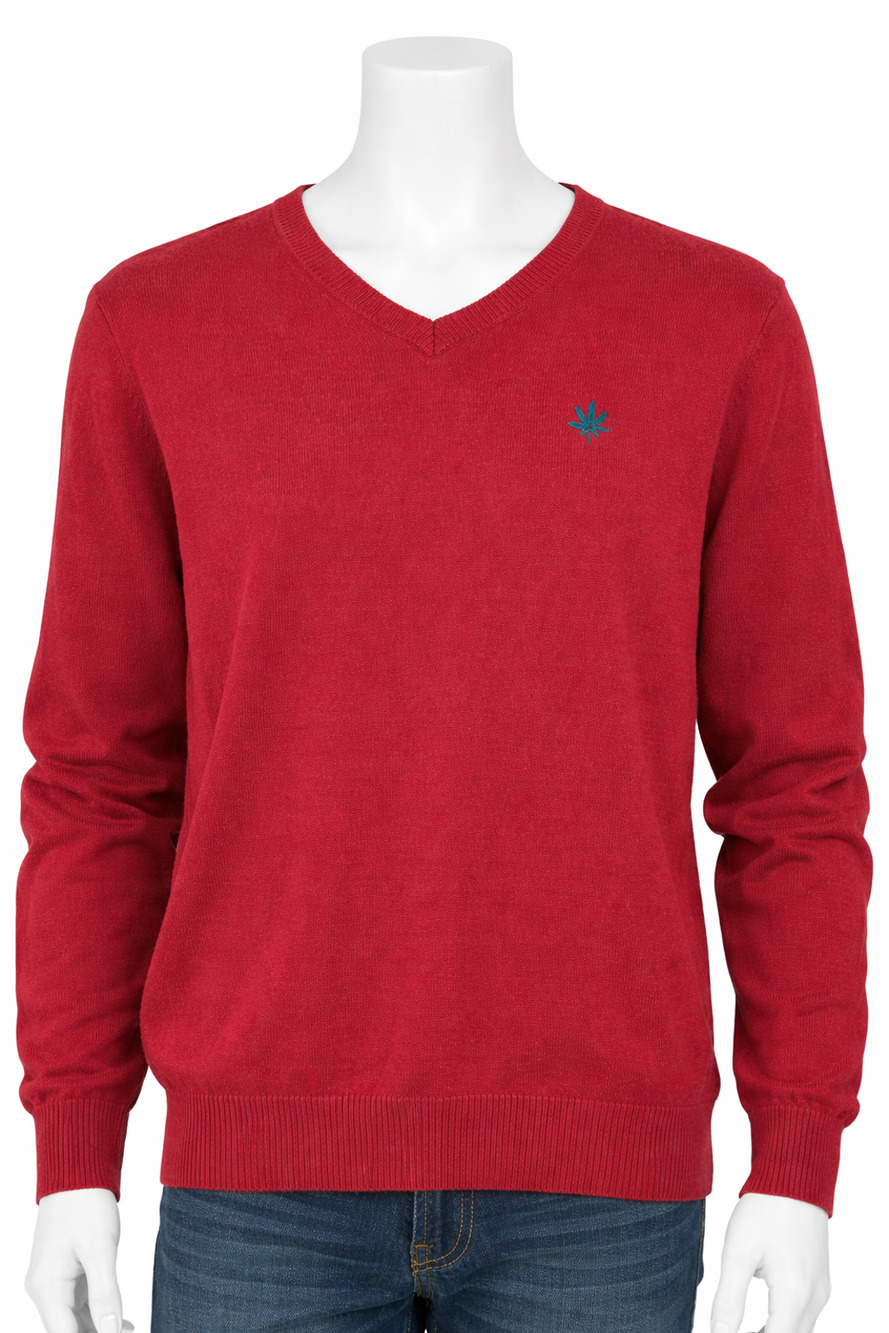 Tonlion Red V Neck 100% Cotton Knit Sweater Soft Classic Preppy M